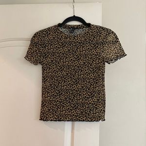 Forever 21 mesh leopard crop
